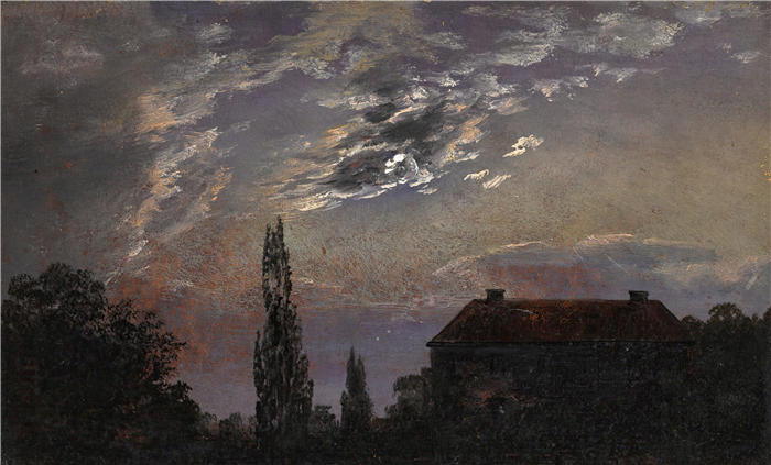 约翰·克里斯蒂安·达尔(Johan Christian Dahl,挪威画家)高清作品-《月光风景(1832)》