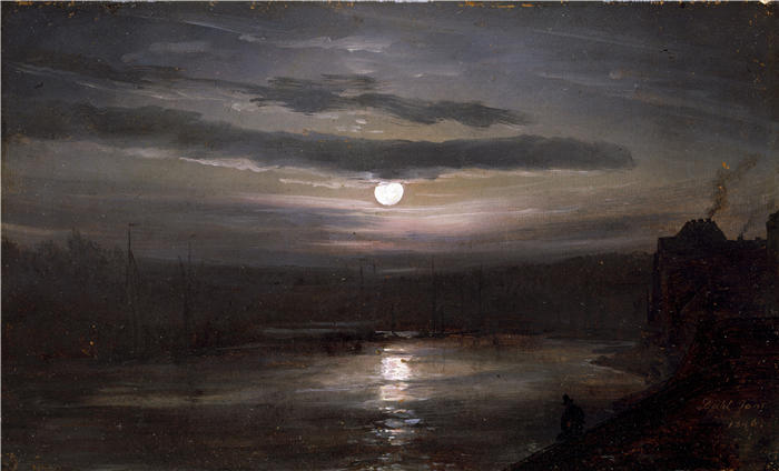 约翰·克里斯蒂安·达尔（Johan Christian Dahl，挪威画家）高清作品-《月光下的易北河 (1846)》