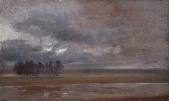 约翰·克里斯蒂安·达尔(Johan Christian Dahl,挪威画家)高清作品-《雨中的易北河》