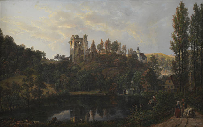 约翰·克里斯蒂安·达尔（Johan Christian Dahl，挪威画家）高清作品-《塔兰特城堡遗址（1819 年）》