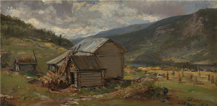 约翰·克里斯蒂安·达尔（Johan Christian Dahl，挪威画家）高清作品-《瓦尔德雷斯的耶勒景观（1850 年） (1)》