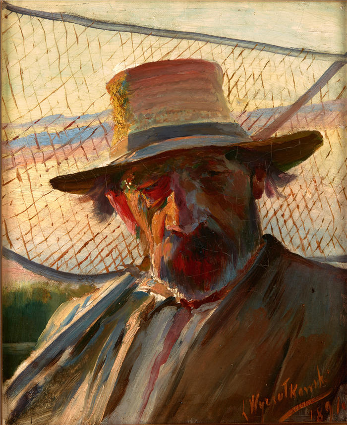 莱昂·扬·维佐科夫斯基(Jacek Malczewski，波兰画家)高清作品-《带网的渔夫（1891 年）》