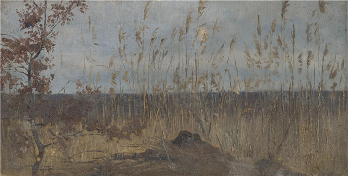 拉迪斯拉夫·梅德尼亚斯基（Ladislav Mednyánszky，匈牙利画家）高清作品-《沼泽景观研究（1900 年）》