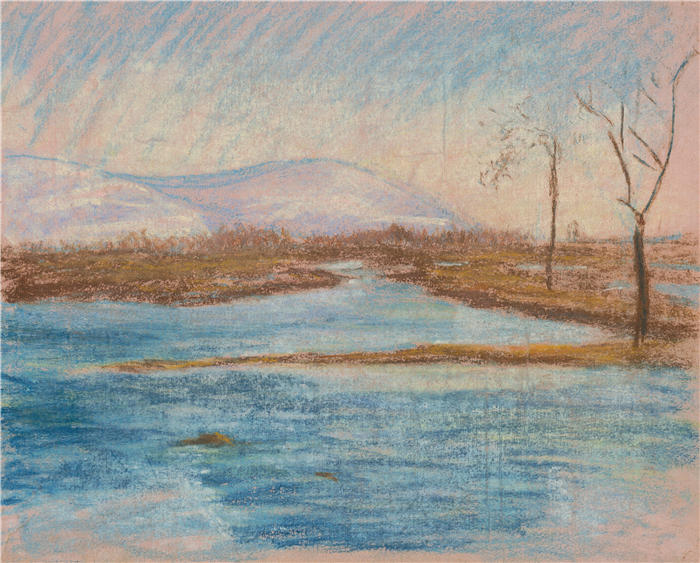 拉迪斯拉夫·梅德尼亚斯基(Ladislav Mednyánszky,匈牙利画家)高清作品-《冬季风景 (1875–1885)》