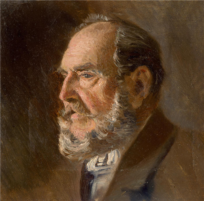 拉迪斯拉夫·梅德尼亚斯基（Ladislav Mednyánszky，匈牙利画家）高清作品-《一位老人的头部研究（1890-1900）》