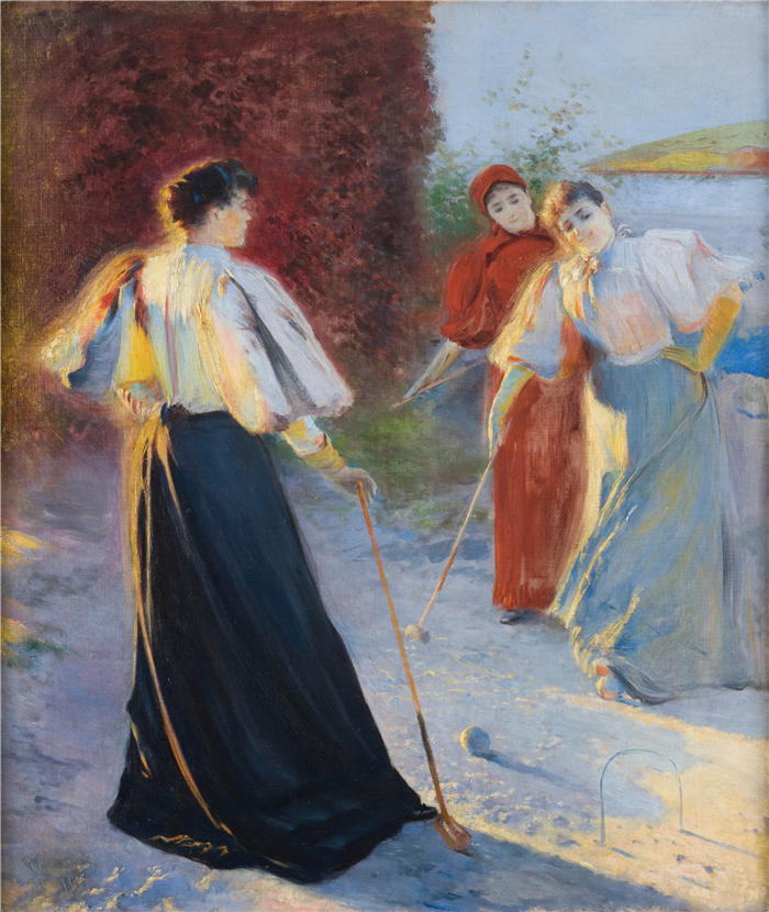 莱昂·扬·维佐科夫斯基(Jacek Malczewski,波兰画家)高清作品-《槌球游戏(1895)》