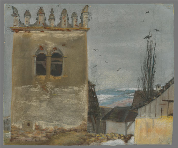 拉迪斯拉夫·梅德尼亚斯基（Ladislav Mednyánszky，匈牙利画家）高清作品-《斯特拉日基的钟楼 (1893)》