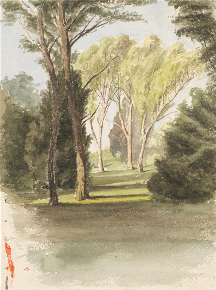 拉迪斯拉夫·梅德尼亚斯基(Ladislav Mednyánszky,匈牙利画家)高清作品-《公园里的树(1870)》