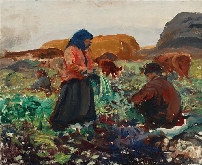 莱昂·扬·维佐科夫斯基(Jacek Malczewski，波兰画家)高清作品-《收获甜菜根 II (1911)》