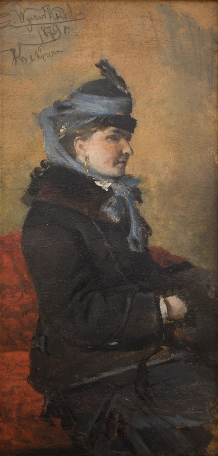 莱昂·扬·维佐科夫斯基(Jacek Malczewski，波兰画家)高清作品-《一个女人的肖像（1879）》