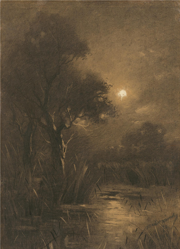 拉迪斯拉夫·梅德尼亚斯基(Ladislav Mednyánszky,匈牙利画家)高清作品-《晚景 (1892)》