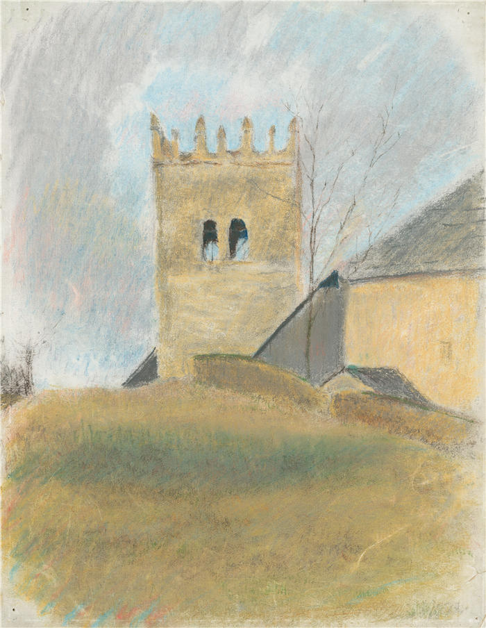 拉迪斯拉夫·梅德尼亚斯基(Ladislav Mednyánszky,匈牙利画家)高清作品-《斯特拉日基的钟楼 (1890–1900)》