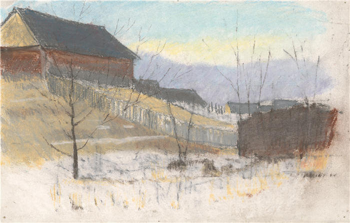 拉迪斯拉夫·梅德尼亚斯基（Ladislav Mednyánszky，匈牙利画家）高清作品-《乡村（1875-1885） 》