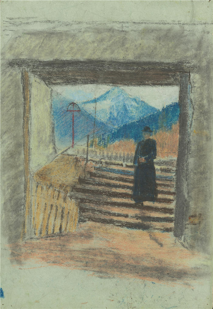 拉迪斯拉夫·梅德尼亚斯基（Ladislav Mednyánszky，匈牙利画家）高清作品-《走出公墓 (1880–1899)》
