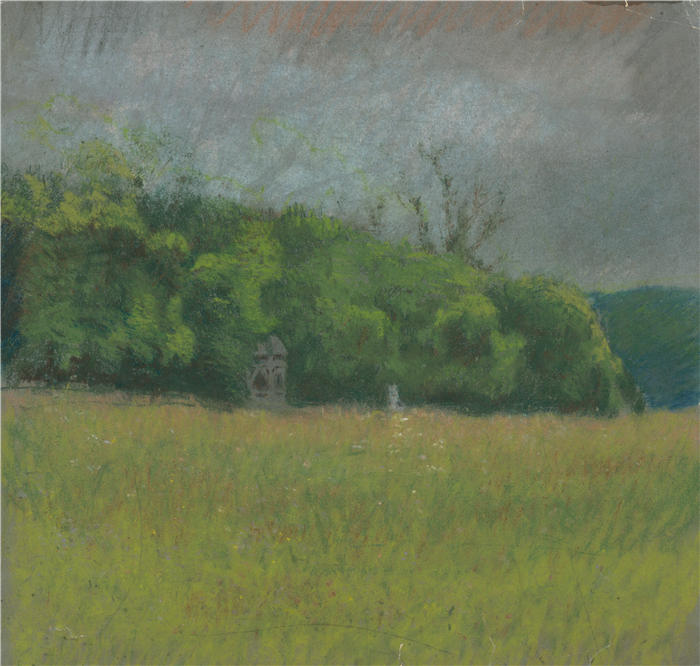 拉迪斯拉夫·梅德尼亚斯基（Ladislav Mednyánszky，匈牙利画家）高清作品-《夏季风景（1875-1885）》