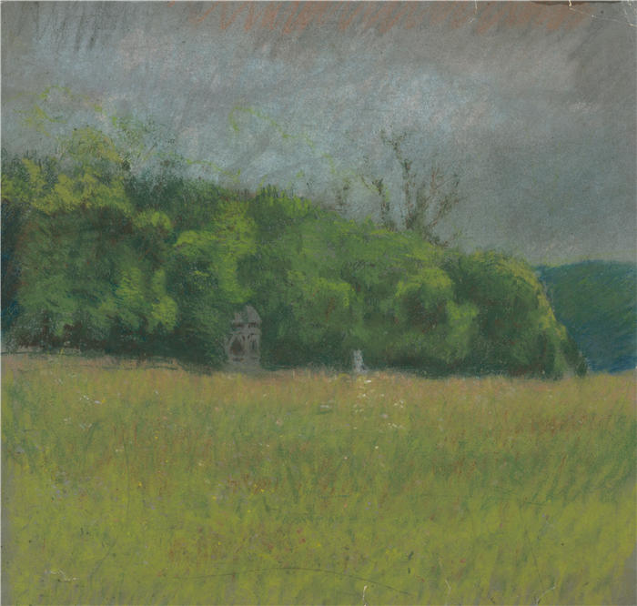 拉迪斯拉夫·梅德尼亚斯基(Ladislav Mednyánszky,匈牙利画家)高清作品-《夏季风景(1875-1885)》