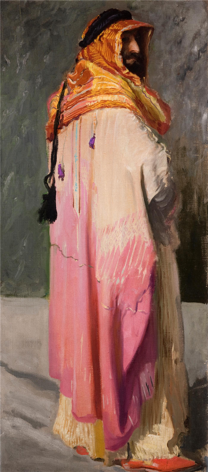莱昂·扬·维佐科夫斯基(Jacek Malczewski,波兰画家)高清作品-《Feliks Jasieński 打扮成贝都因人的肖像(1906-1910 年)》
