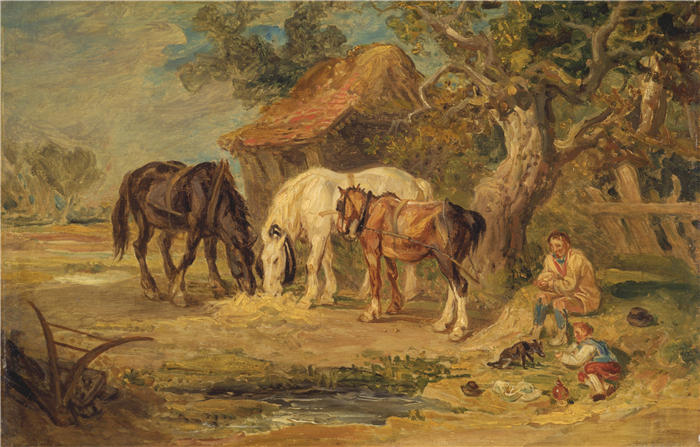 詹姆斯·沃德（James Ward，英国画家）高清作品-《午饭（约 1835 年）》