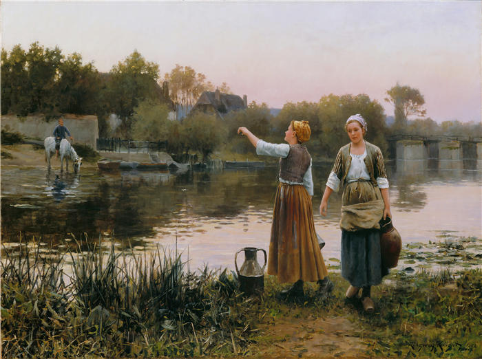 丹尼尔·里齐微·齐施（Daniel Ridgway Knight，美国画家）高清作品-《运水者 (1892)》