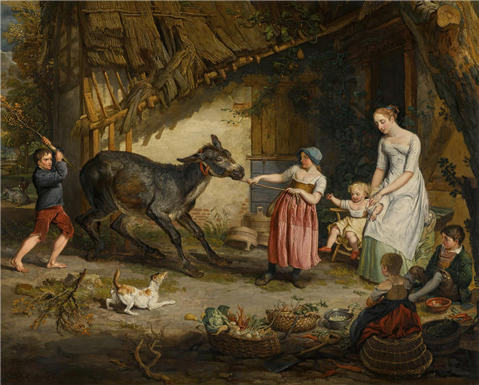 詹姆斯·沃德（James Ward，英国画家）高清作品-《顽固的驴 (1811)》