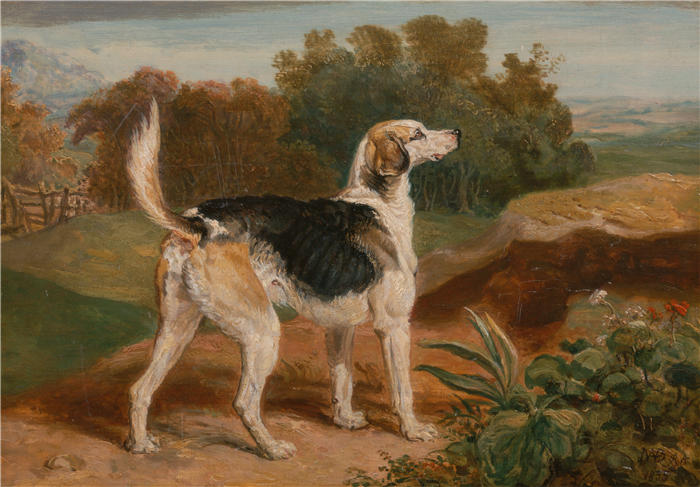 詹姆斯·沃德（James Ward，英国画家）高清作品-《掠夺者，兰顿猎犬之一（1835）》