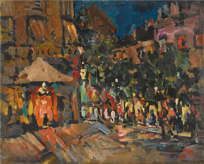 康斯坦丁·阿列克谢耶维奇·柯罗文（Konstantin Alexeevich Korovin，俄罗斯画家）高清作品-《巴黎之夜 (1904)》