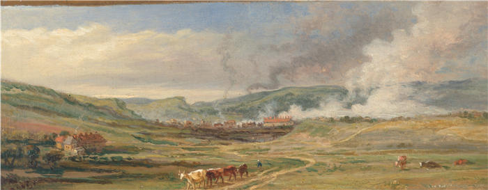 詹姆斯·沃德（James Ward，英国画家）高清作品-《南威尔士斯旺西附近的风景（约 1805 年）》