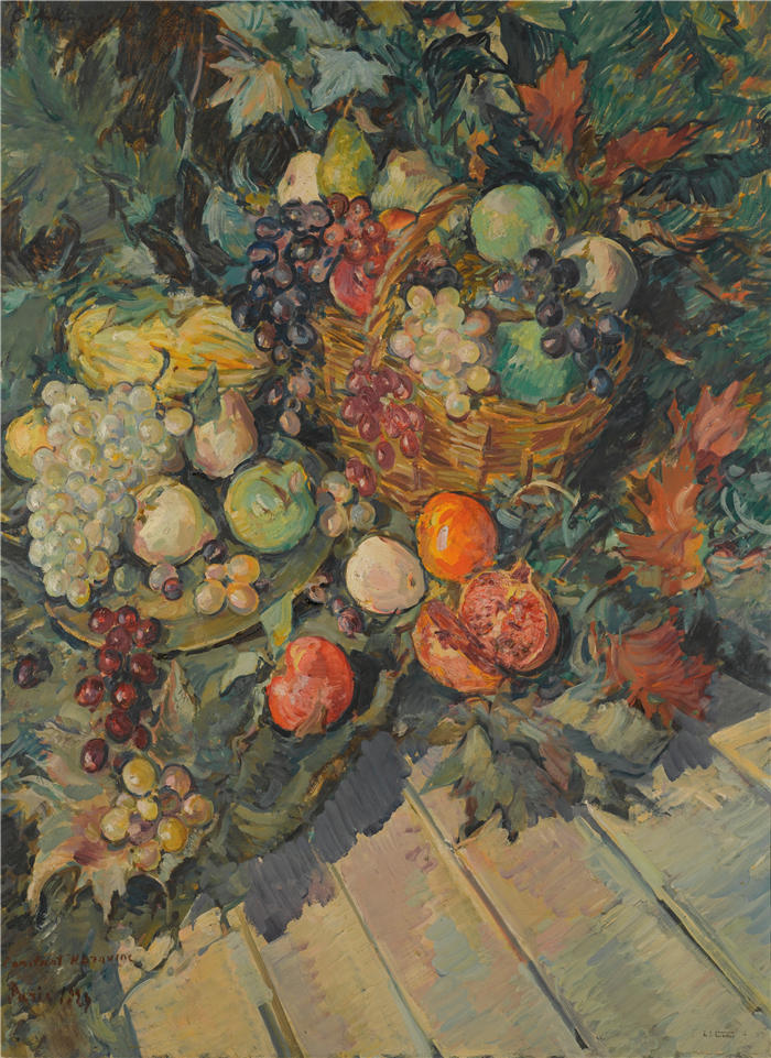 康斯坦丁·阿列克谢耶维奇·柯罗文（Konstantin Alexeevich Korovin，俄罗斯画家）高清作品-《水果静物 (1927)》