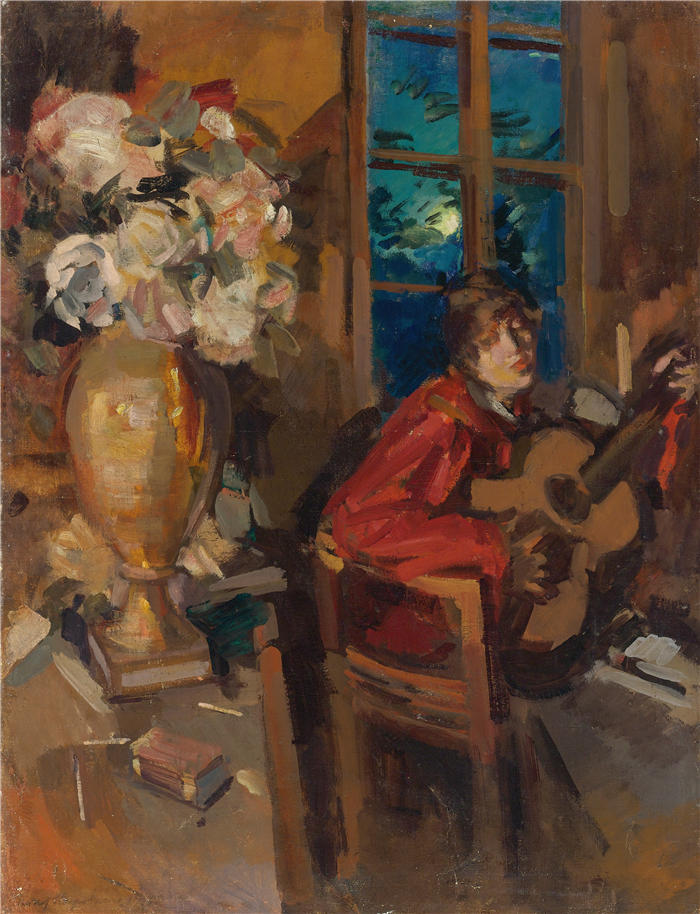 康斯坦丁·阿列克谢耶维奇·柯罗文（Konstantin Alexeevich Korovin，俄罗斯画家）高清作品-《晚间小夜曲 (1916)》