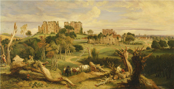 詹姆斯·沃德（James Ward，英国画家）高清作品-《沃里克郡凯尼尔沃思城堡（1840 年）》