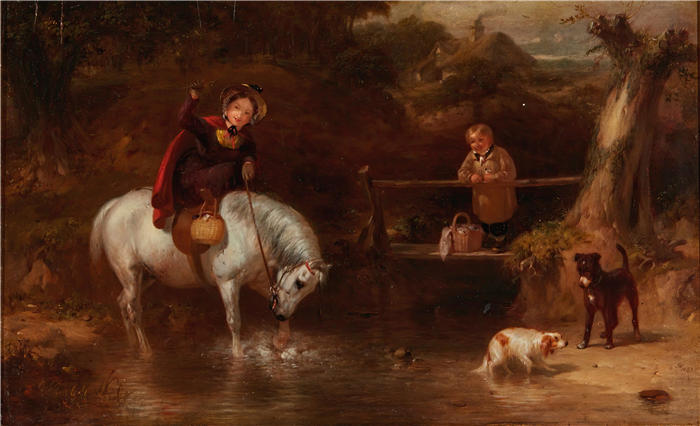 詹姆斯·沃德（James Ward，英国画家）高清作品-《十字路口的对峙（1833）》