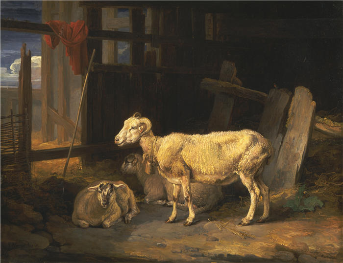 詹姆斯·沃德（James Ward，英国画家）高清作品-《希斯母羊和羔羊 (1810)》