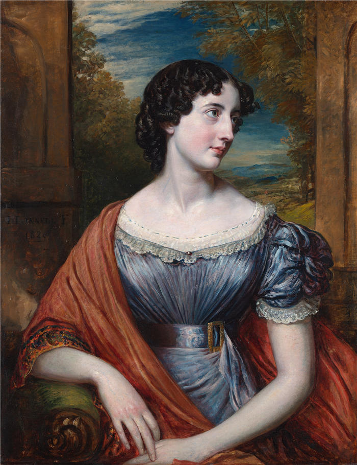 约翰·林内尔（John Linnell，英国画家）高清作品-《简·普克斯利小姐 (1826)》