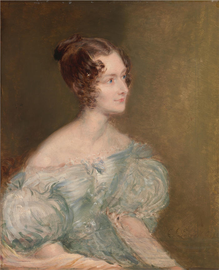 约翰·林内尔（John Linnell，英国画家）高清作品-《一个女人的肖像（1835 年）》
