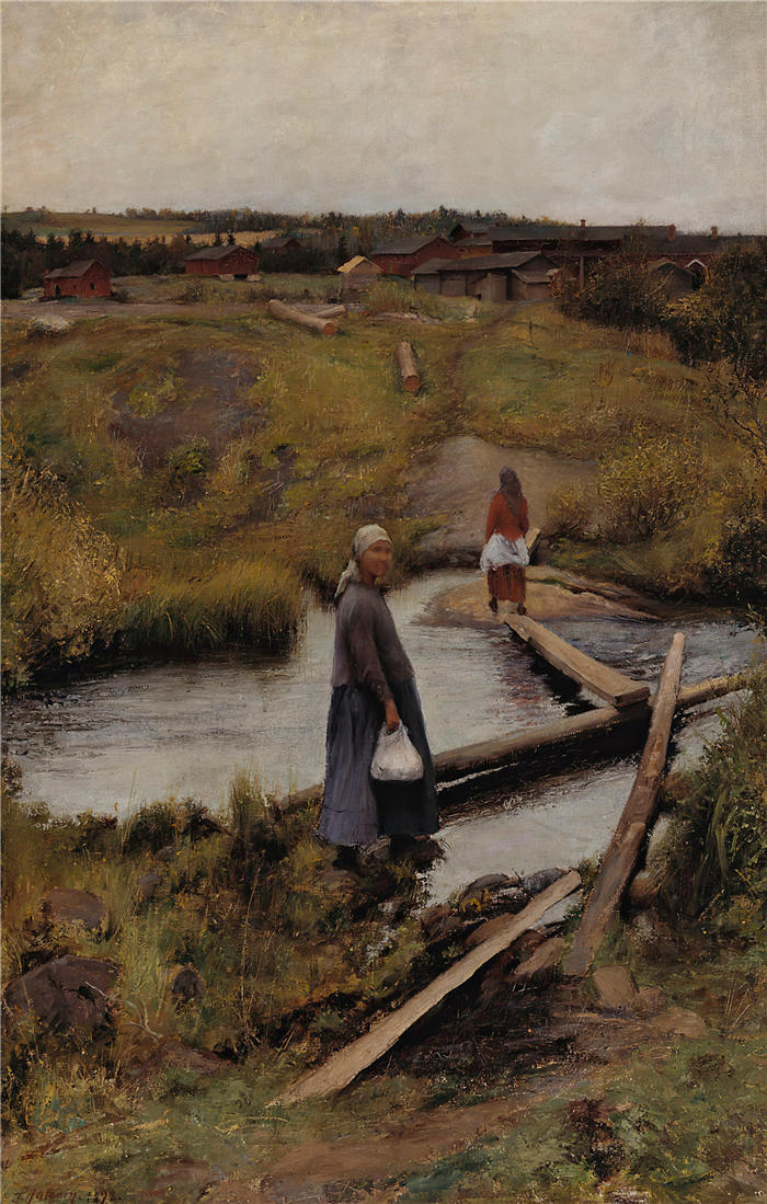 佩卡·哈洛宁(Pekka Halonen，芬兰画家）高清作品-《捷径 (1892)》