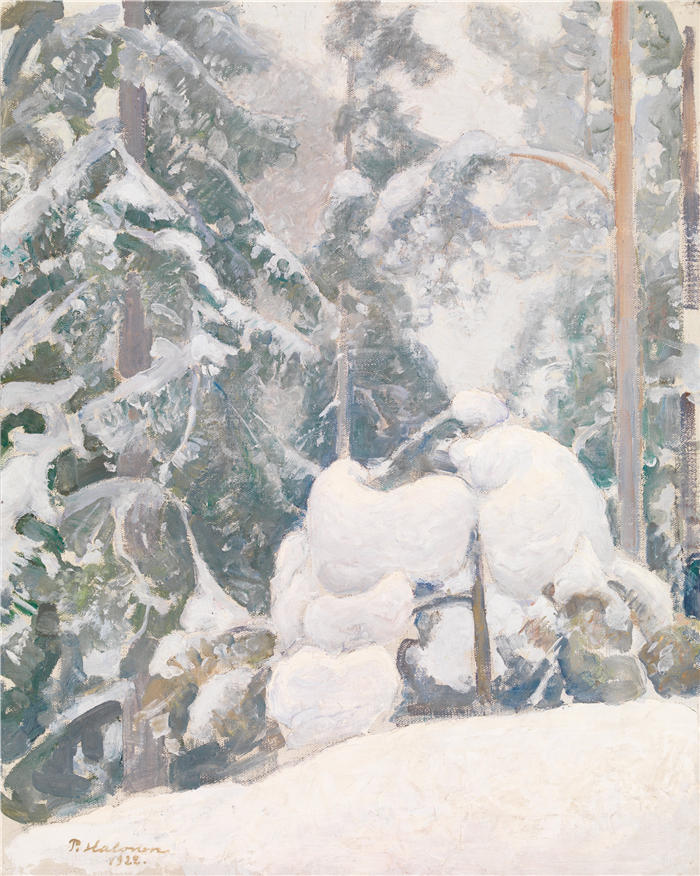 佩卡·哈洛宁(Pekka Halonen，芬兰画家）高清作品-《冬季风景（1922）》