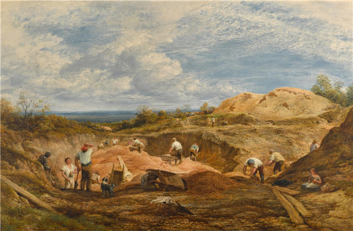 约翰·林内尔（John Linnell，英国画家）高清作品-《肯辛顿砾石坑 (​​1857)》