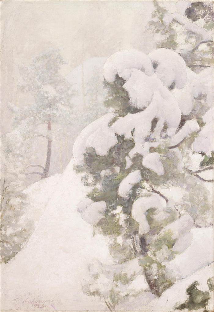 佩卡·哈洛宁(Pekka Halonen，芬兰画家）高清作品-《冬景 (1926)》