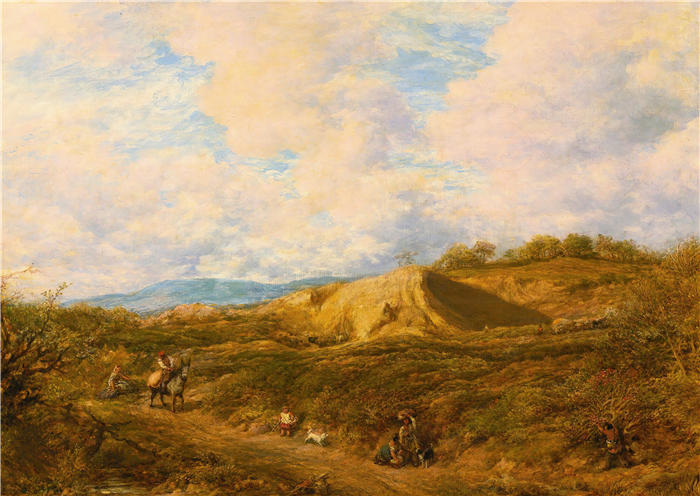 约翰·林内尔（John Linnell，英国画家）高清作品-《萨里红山公园 (1874)》