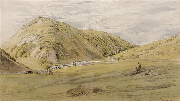 约翰·林内尔（John Linnell，英国画家）高清作品-《从德比郡阿什伯恩进入 Dovedale（1814 年）》