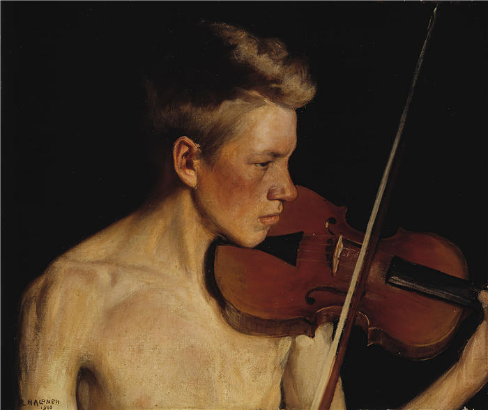 佩卡·哈洛宁(Pekka Halonen，芬兰画家）高清作品-《小提琴家 (1900)》