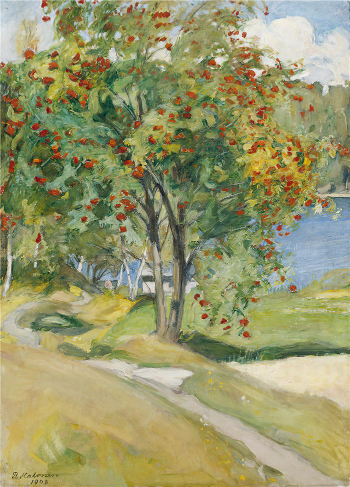 佩卡·哈洛宁(Pekka Halonen，芬兰画家）高清作品-《罗文树 (1908)》