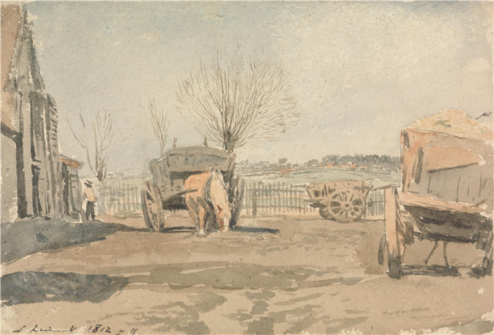 约翰·林内尔（John Linnell，英国画家）高清作品-《农场 (1812)》