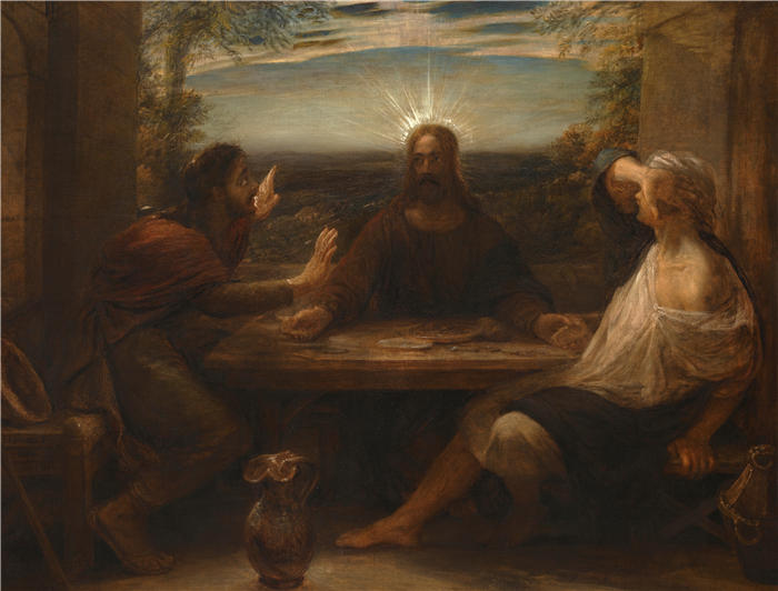 约翰·林内尔（John Linnell，英国画家）高清作品-《以马忤斯的晚餐（1843）》