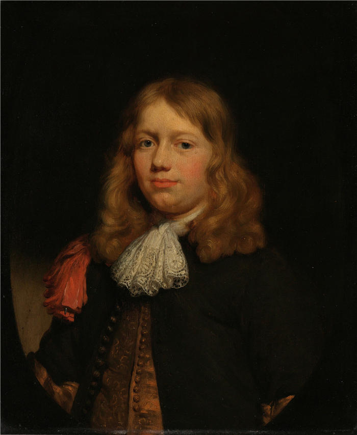 尼古拉斯·梅斯（Nicolaes Maes，荷兰画家）高清作品-《一个年轻人的肖像 (1670 - 1680)》