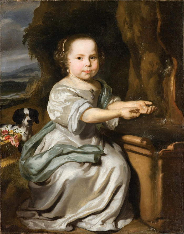 尼古拉斯·梅斯（Nicolaes Maes，荷兰画家）高清作品-《一个女孩的肖像（约 1664 年）》