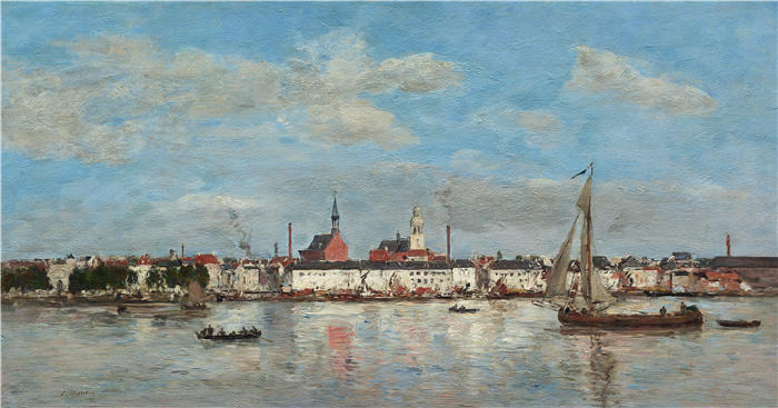 欧仁·布丁（Eugène Boudin，法国画家）高清作品-《安特卫普码头 (1874)》