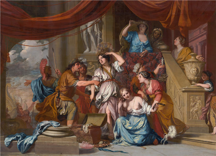 杰拉德·德·莱雷瑟（Gerard de Lairesse，荷兰画家）高清作品-《在 Lycomedes 的女儿中发现的阿喀琉斯 (C. 1680)》