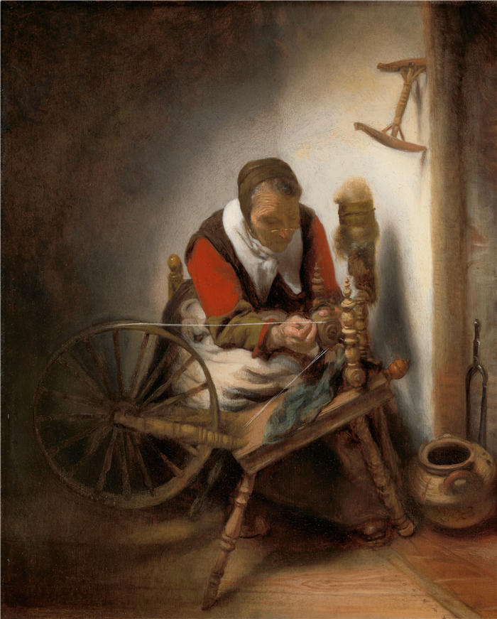 尼古拉斯·梅斯(Nicolaes Maes,荷兰画家)高清作品-《老处女 (1652 - 1662)》