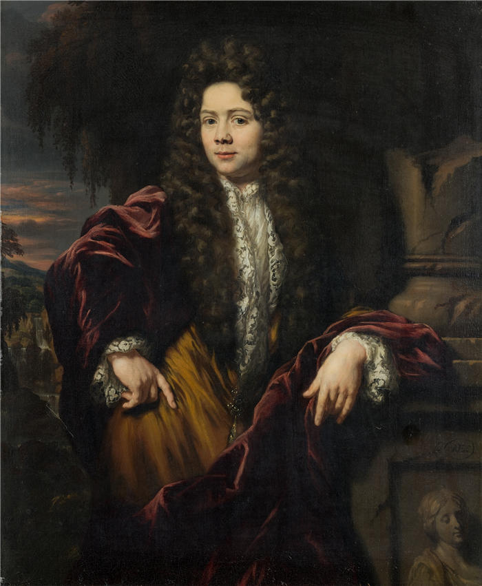 尼古拉斯·梅斯(Nicolaes Maes,荷兰画家)高清作品-《威廉·贝克尔 (1656-1731) (1682)》
